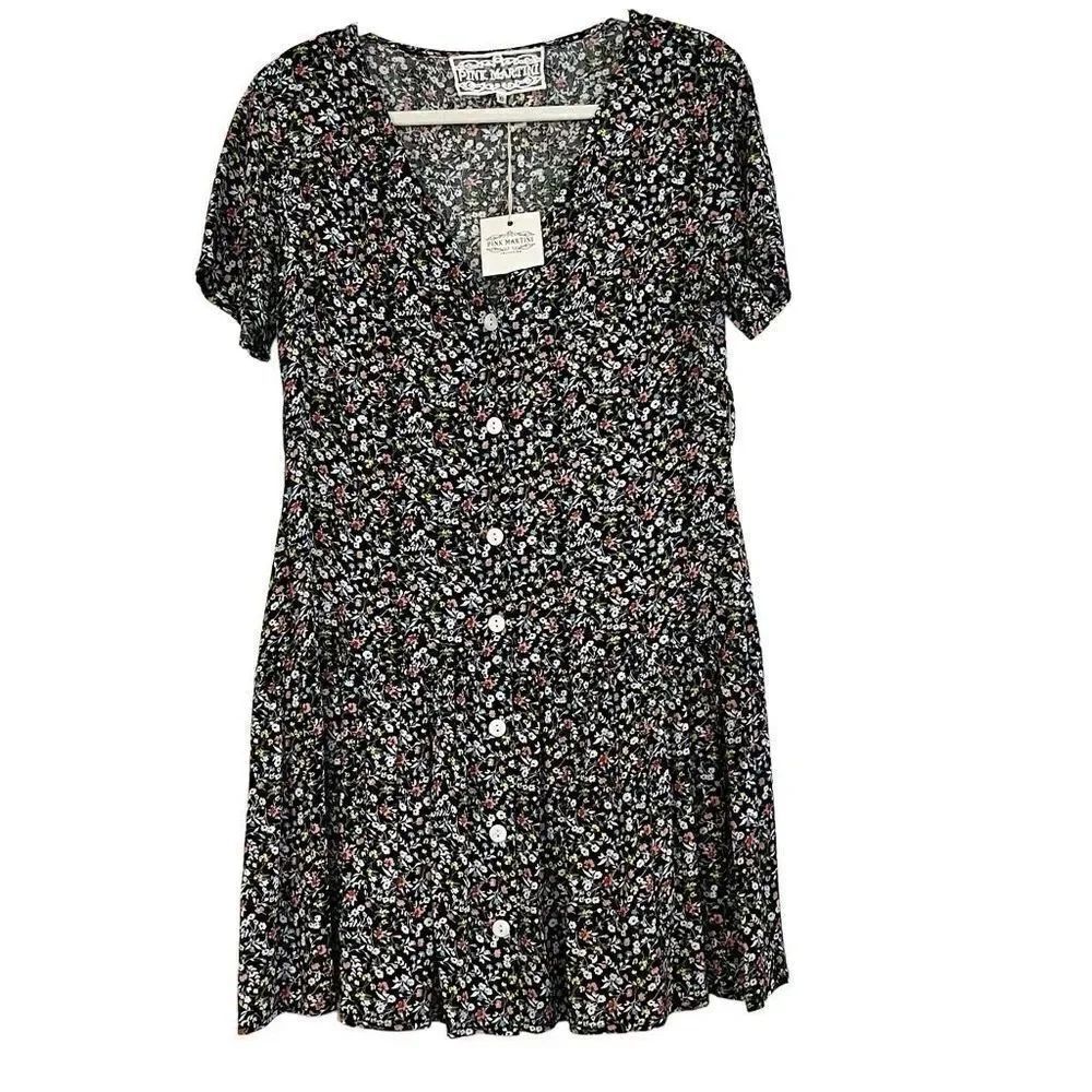 NWT Pink Martini Floral Aubrey Dress Black XS